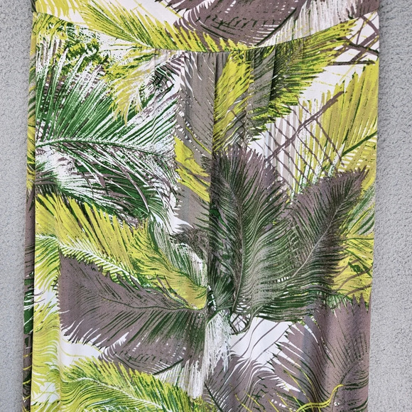 Tori Richards Womens Tropical Leaves Maxi Halter Dress Sz XL Vacation Beach - Picture 9 of 10
